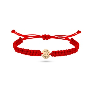 Bratara cu snur pentru copii si disc 6mm/7mm din aur 14k personalizabil cu figurina si nume