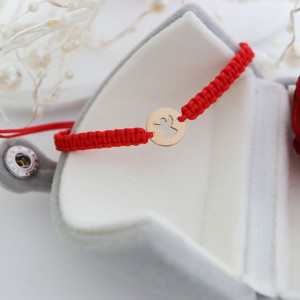 Bratara cu snur si disc ingeras din aur 14k - Img 3