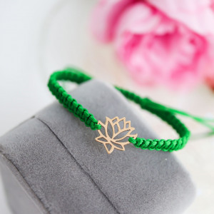Bratara cu snur si floare de lotus din aur 14k - Img 3