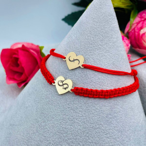 Bratara cu snur si inimioara din aur 14k cu infinit decupat si personalizabil - Img 2