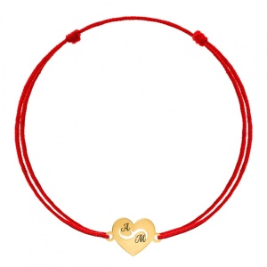 Bratara cu snur si inimioara din aur 14k cu infinit decupat si personalizabil