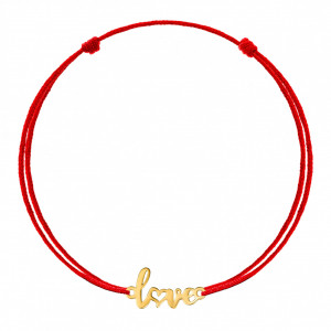 Bratara cu snur si pandantiv LOVE din aur 14k