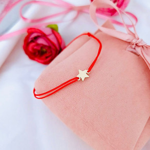 Bratara cu snur si steluta personalizabila din aur 14k - Img 3