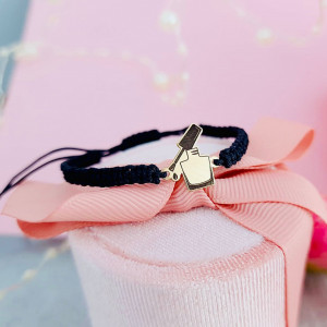 Bratara cu snur si sticluta oja din aur 14k personalizabila - Img 2