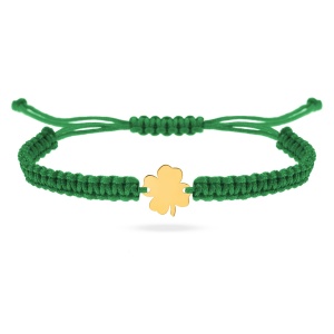 Bratara cu snur si trifoi personalizabil din aur 14k