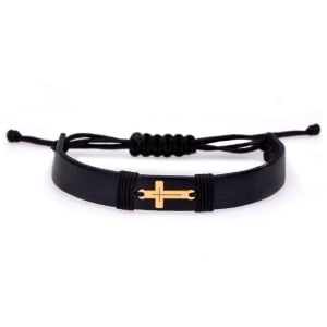 Bratara Have Faith din AUR 14K si Piele Naturală