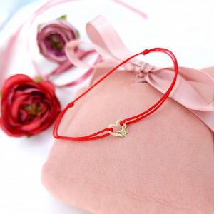 Bratara Heart Collection cu snur si inimioara cu fluturas din Aur 14k - Img 2