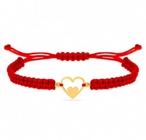 Bratara Hearts Duette cu snur si inimioare din Aur 14k