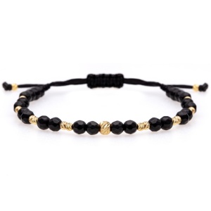 Bratara Midnight cu Onix si bile din aur 14K