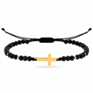 Bratara snur, bile si cruciulita din aur 14k