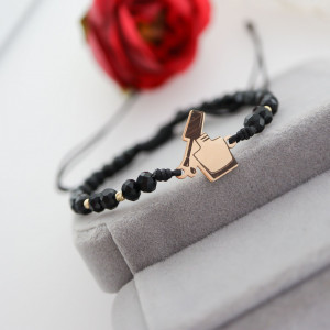 Bratara snur si sticluta oja personalizabila din aur 14k + bile - Img 4