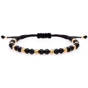 Bratara Black Mirage cu Onix si bile din aur 14K