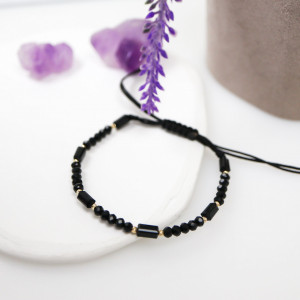 Bratara cu cristale si 10 bile de 2mm din Aur 14k Black Edition - Img 3