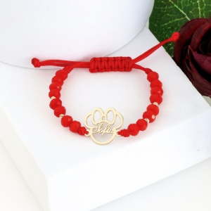 Bratara cu cristale si contur soricel desene animate din aur 14k personalizat cu nume + bilute - Img 3