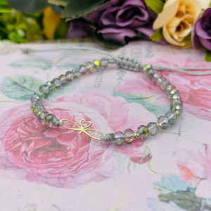 Bratara cu cristale si pandantiv infinity love din aur 14k + bilute - Img 2