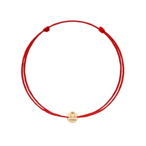 Bratara cu snur si banut 0.6cm din aur 14k - Img 9