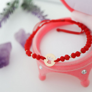 Bratara cu snur si disc ingeras din aur 14k + bilute - Img 3