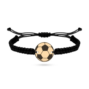 Bratara cu snur si minge de fotbal 12mm din aur 14k
