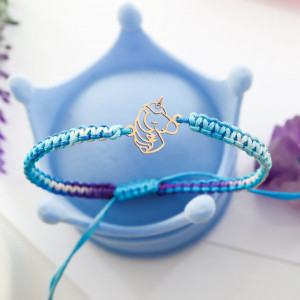 Bratara cu snur si unicorn din aur 14k - Img 3