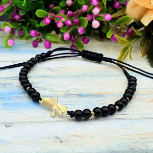 Bratara Hairstylist snur si pieptene/foarfeca din aur 14k - coafura / frizerie - Img 2