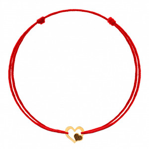 Bratara Heart Collection cu snur si inimioara din aur 14k