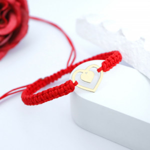 Bratara Love Duette cu snur si inimioare din Aur 14k - Img 2