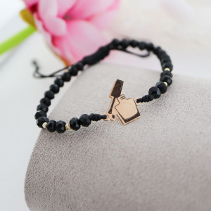 Bratara snur si sticluta oja personalizabila din aur 14k + bile - Img 2