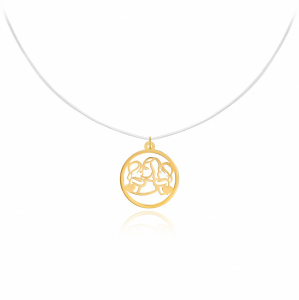 Colier cu fir transparent si familia cu copii din Aur 14k - Img 6