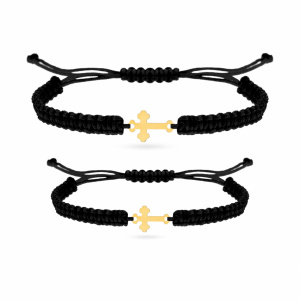 Set 2 Bratari cu snur si cruciulita din aur14k pentru mama si copil - Img 4