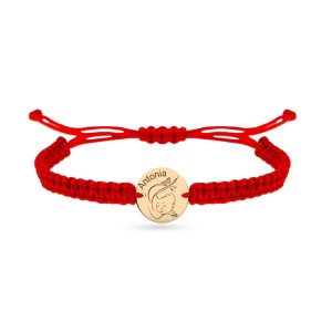 Bratara cu snur si banut 10mm din aur 14k personalizabil