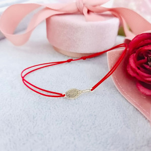 Bratara cu snur si paleta de tenis 1.9cm din aur 14k - Img 4