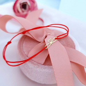 Bratara cu snur si pandantiv infinite love din aur 14k - Img 2