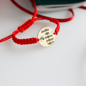 Bratara pentru copii - cu snur si banut din aur 14k / 14mm personalizat - Img 3
