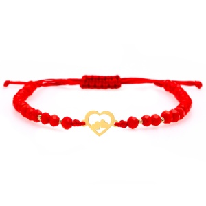 Bratara snur si inimioare personalizabile cu initiale din aur 14k + bile