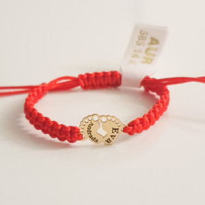 Bratara snur si talpite bebe din aur 14k - Img 2
