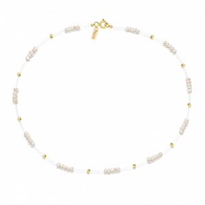 Colier Floating Quattro Pearls din AUR 14K și Perle de Cultură