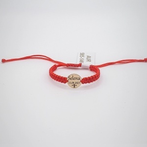 Bratara cu snur pentru copii si disc 10mm din aur 14k personalizabil cu Cruciulita si nume