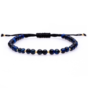 Brățara Duo cu Agate Deep Ocean si 10 bilute din aur 14K
