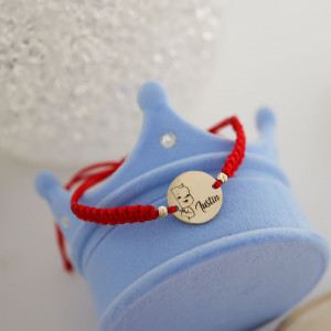 Bratara pentru copii, cu snur si banut din aur 14k / 12mm personalizat - Img 7
