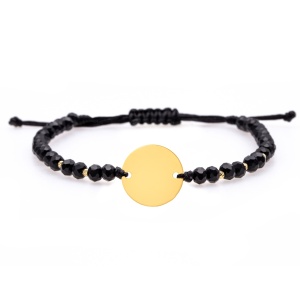 Bratara te iubim tati cu snur si disc 16mm din aur 14k + bilute - Img 4