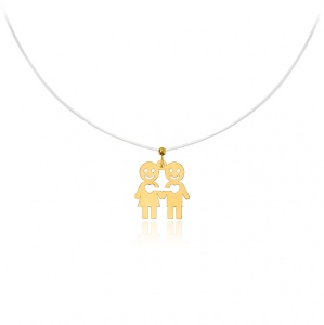 Colier Lovers cu fir transparent si pandantiv din Aur 14K