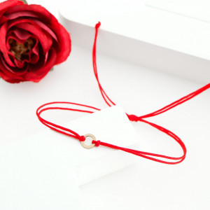 Little Collection - Bratara cu snur si disc din aur 14k - Img 3