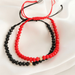 Set pentru cupluri 2 Bratari cu snur si biluta din aur 14k - Img 4