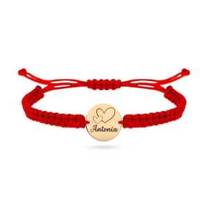 Bratara aur 14k cu snur si bănuț de 12mm personalizat cu orice nume