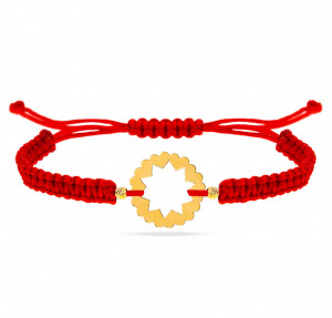 Bratara Circle of Love cu snur si inimioare din Aur 14k