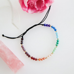Bratara Color of Rainbow cu cristale si bile de 2.5mm din Aur 14k - Img 3