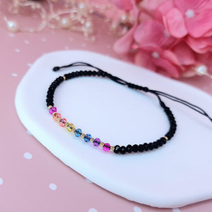 Bratara cu 11 bile din aur 14k si cristale din sticla model Rainbow - Img 2