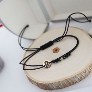 Bratara cu cristale si banut de 8mm din aur 14k gravat Maica Domnului - Img 3