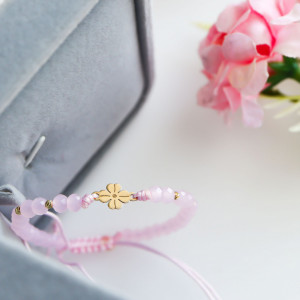 Bratara cu cristale si floare din Aur 14k - Img 4