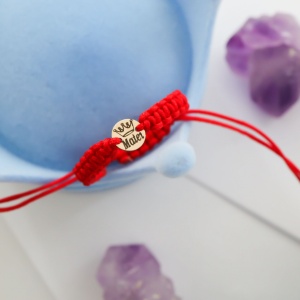 Bratara cu snur pentru copii si disc 6mm/7mm din aur 14k personalizabil cu coronita si nume la alegere - Img 3